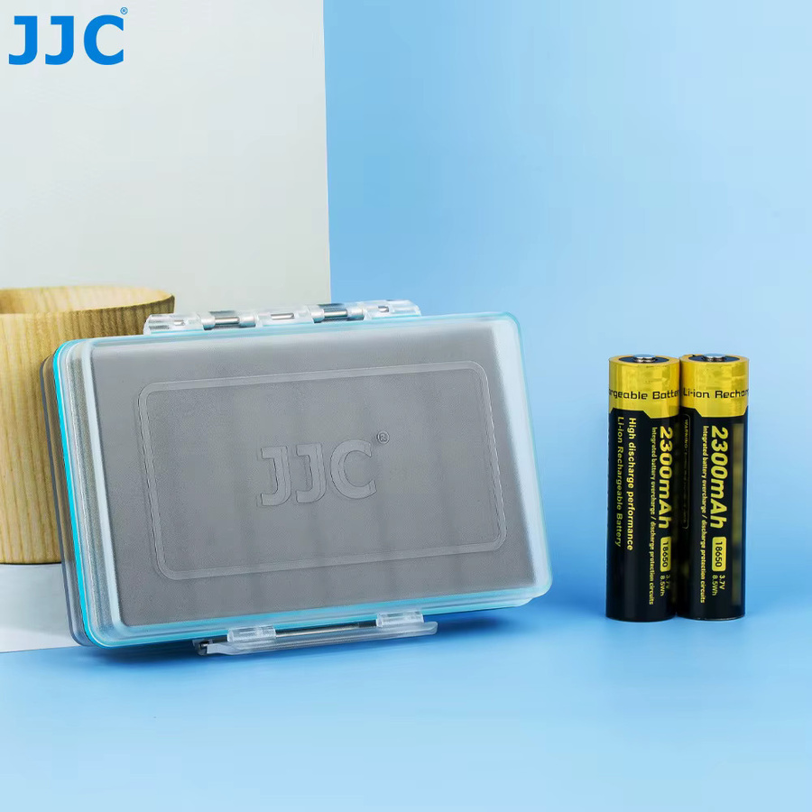 JJC Batteriegehäuse für 6 x 18650 Batterien, stoßfestes und wasserbeständiges PC-Gehäuse in Transparent/Weiß - Bild 4