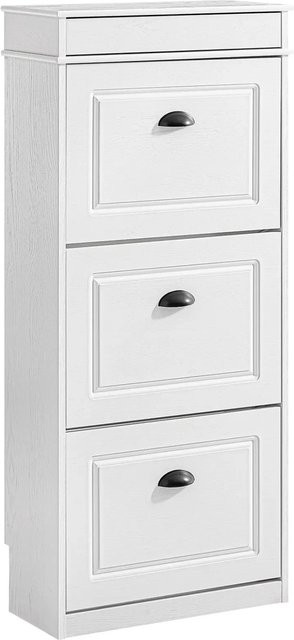 SoBuy Schuhschrank schmal in Weiß mit 3 Klappen, Schuhkommode mit Belüftung und Push-to-Open Funktion, B/T/H: 53 x 24 x 118 cm - Bild 1