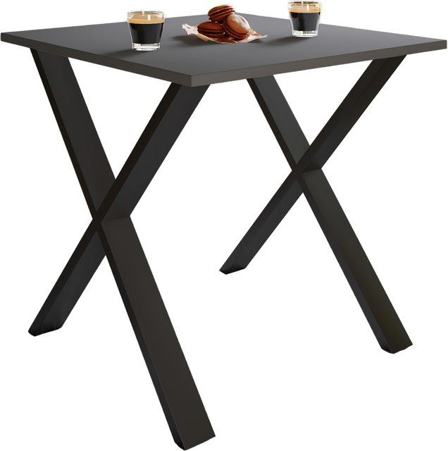 VCM Premium Holz Esstisch Xona X mit Holzstruktur-Nachbildung in quadratischer Form, H x B x T: 76 x 80 x 80 cm - Bild 1