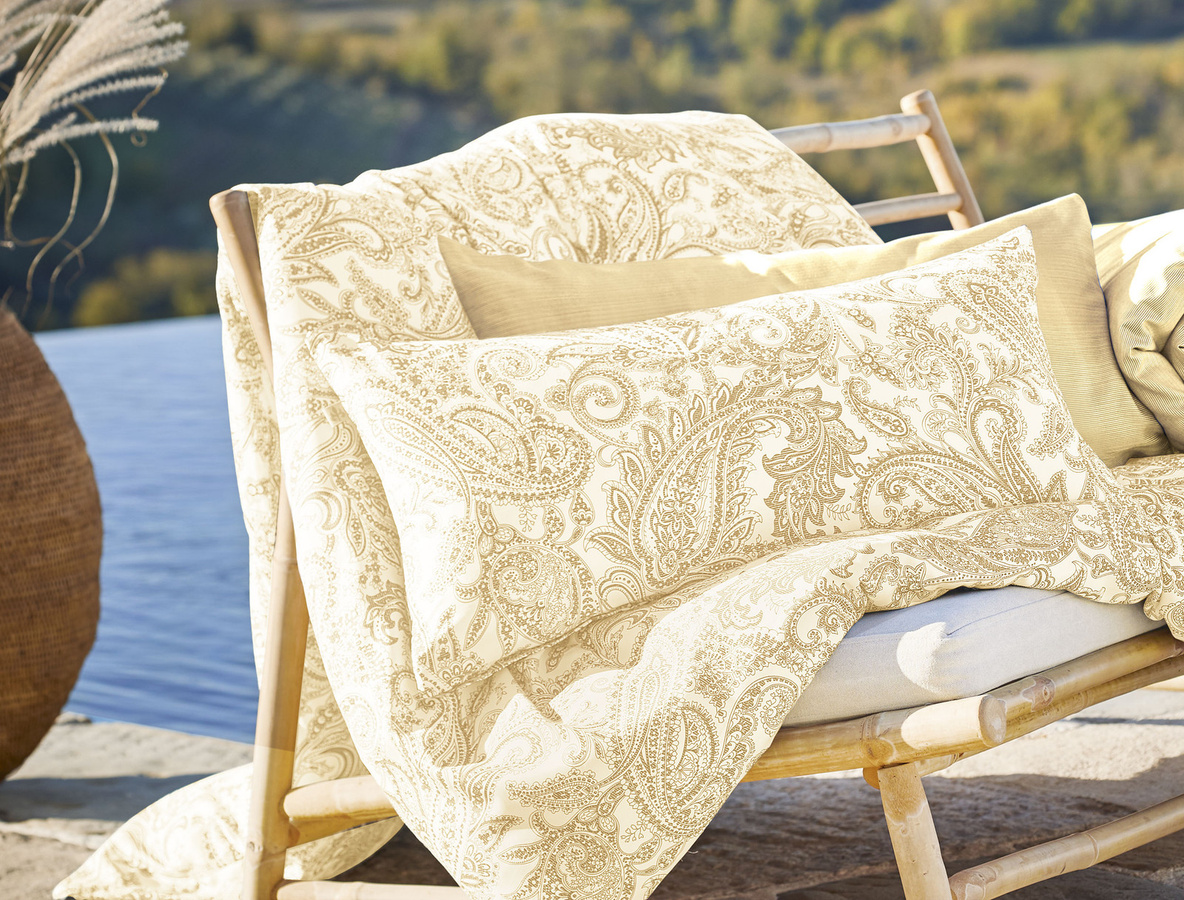 Irisette Florenz Premium Mako Satin Bettwäsche aus Baumwolle mit Paisley-Muster in Gold Ocker, B/H: 155 x 220 cm mit Kissenbezug 80 x 80 cm - Bild 1