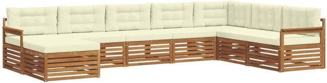 vidaXL Sofagarnitur 8-teilig aus Massivholz Akazie in Natur und Creme mit modernem L-Shape Design - Bild 1