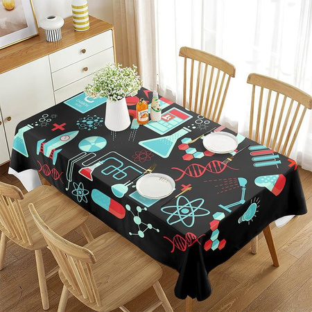 Tischdecke von Fancy Style Studio mit chemischem Formel-Design, rechteckig, schwarz, Breite: 70 cm, Tiefe: 70 cm