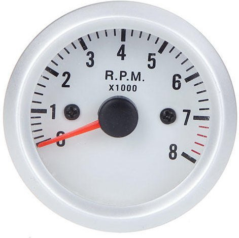 VehicleKit Tachometer Drehzahlmesser mit Halterung, 0–8000 U/min, blaues LED-Licht, Weiß/Silber/Blau, Durchmesser: 52 mm - Bild 1