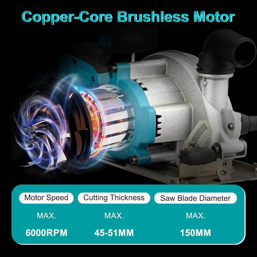 Makita Mini-Elektro-Kreissäge kabellos mit 1850W und 150mm Durchmesser, blau, passend für Makita 18V LXT Akkus - Bild 2