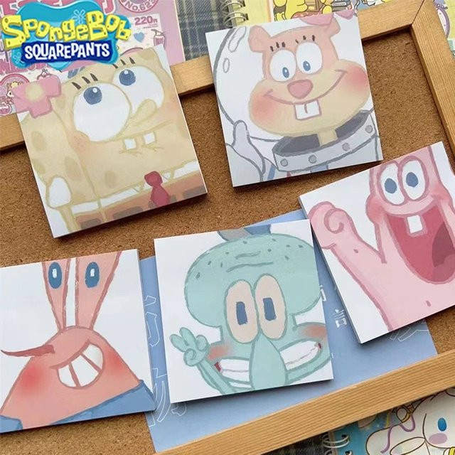 5er-Set Kawaii SpongeBob und Patrick Star Haftnotizen, bunte Anime Post-it Notizblöcke für Büro und Schule - Bild 1
