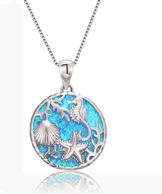 YIRAN Jewelry Halskette, Blue Leaf Anhänger, Blau Opal, 60cm, Damen - Bild 1