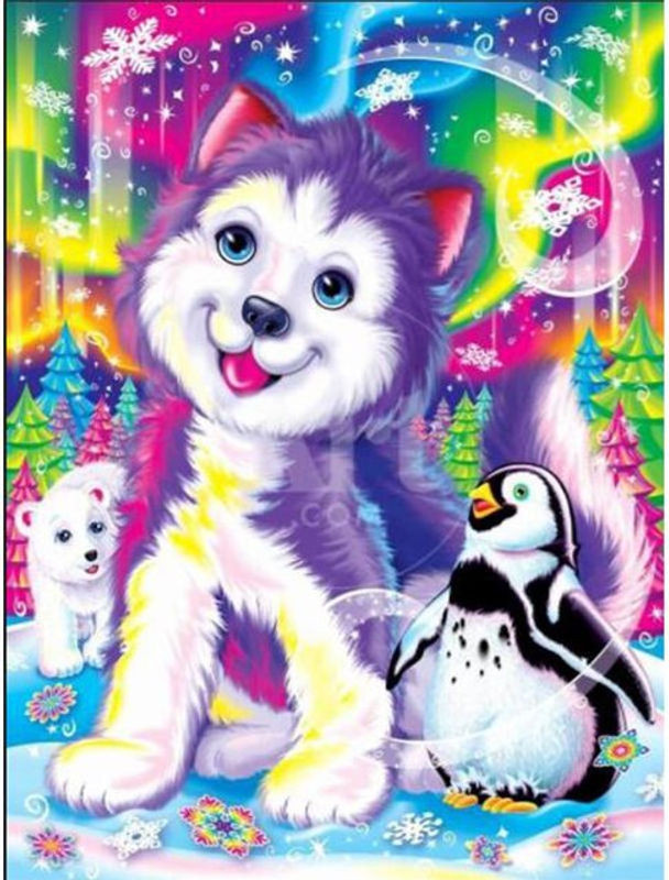 FIYO Diamond Painting Set mit buntem Cartoon-Katzenmotiv für Kinder, mehrfarbig, B/H: 30 x 20 cm - Bild 1