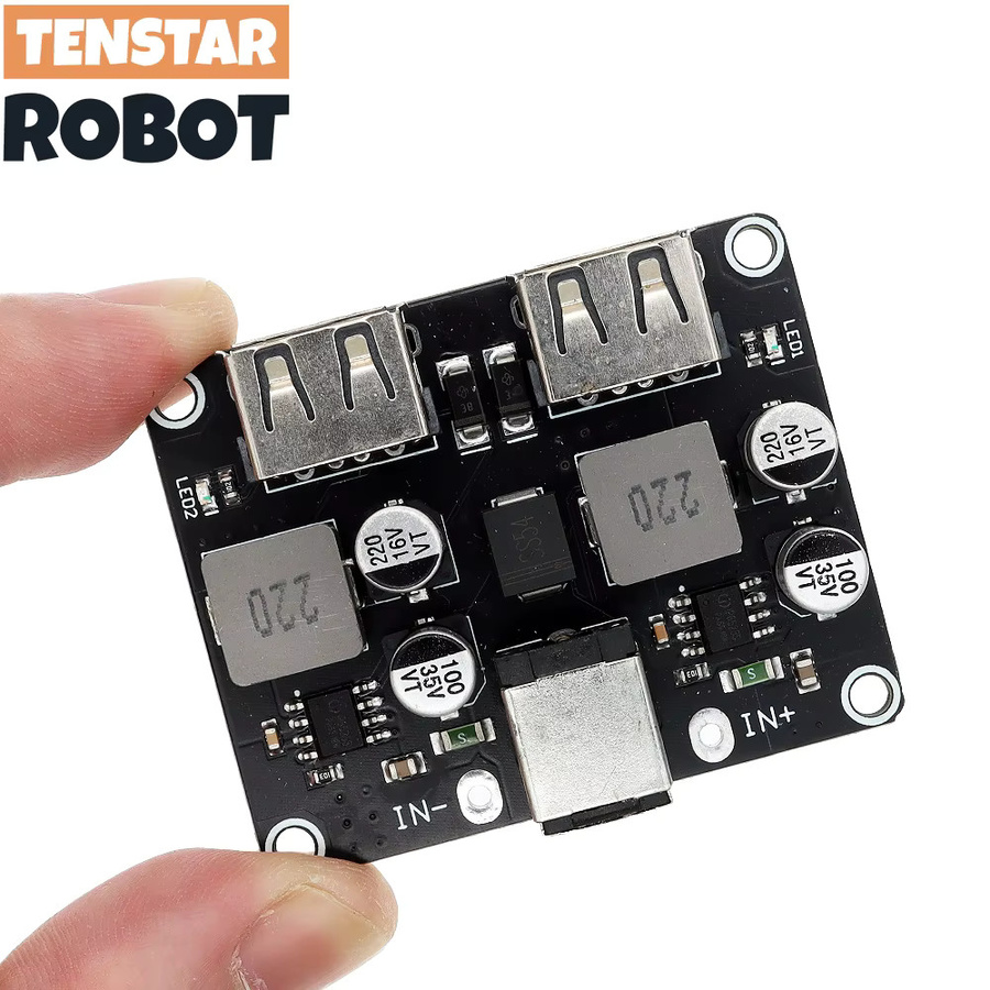 TENSTAR ROBOT KC24 USB DC-DC Buck Converter Step Down Modul für Schnellladung QC3.0 QC2.0, Schwarz - Bild 2