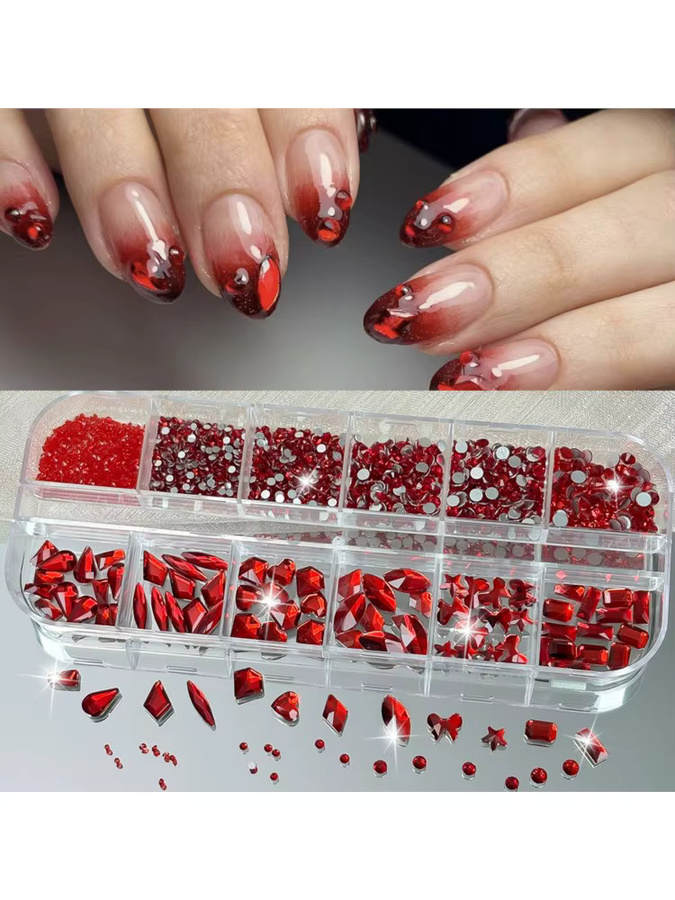 HotPress Nagelkunst Strasssteine, 12 Fächer, Gemischte Formen, Glänzend - Bild 2