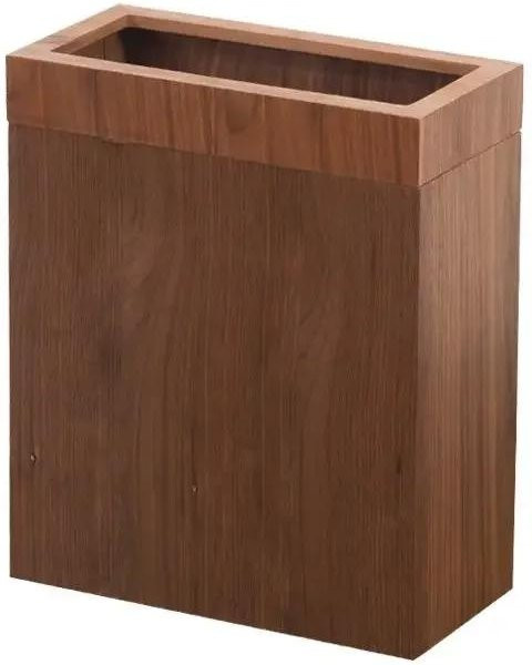 Schmaler Holzmülleimer aus Walnussholz mit Deckel in Braun, B/T/H: 33,0 x 34,0 x 13,0 cm - Bild 1