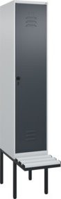 C+P Spind Classic PLUS Garderobenschrank mit Sitzbank, 1 Abteil, Lichtgrau, B/T/H: 212 x 40 x 81,5 cm - Bild 1