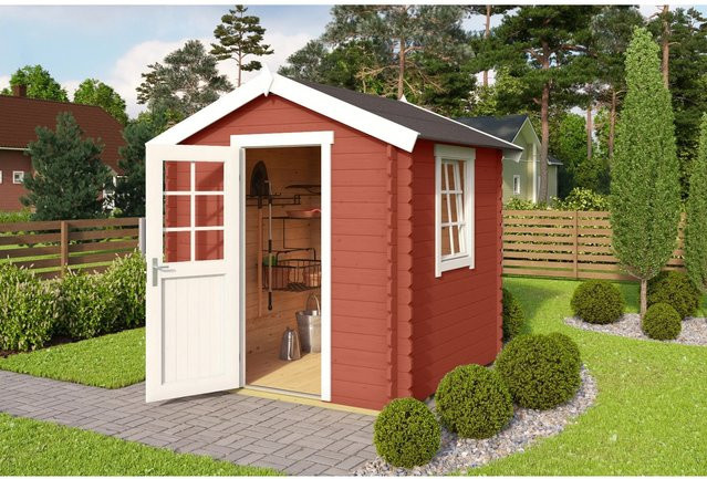 Lasita Gartenhaus Maja Wels 1 aus Fichtenholz mit Satteldach in Schwedenrot, B/T/H: 231 x 220 x 245,1 cm - Bild 1