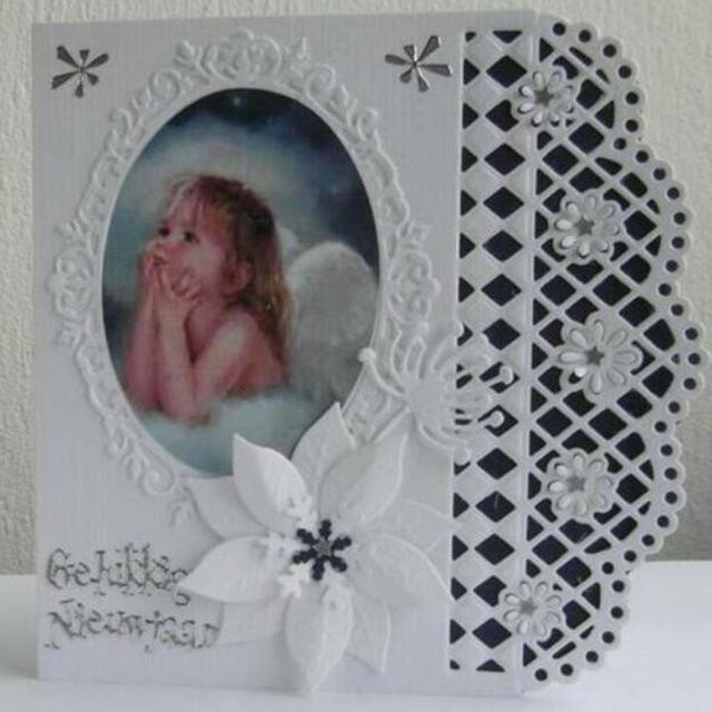 Metall-Stanzform Blumen-Gitter mit Punktkante für Scrapbooking und Papierbastelarbeiten in Weiß - Bild 1
