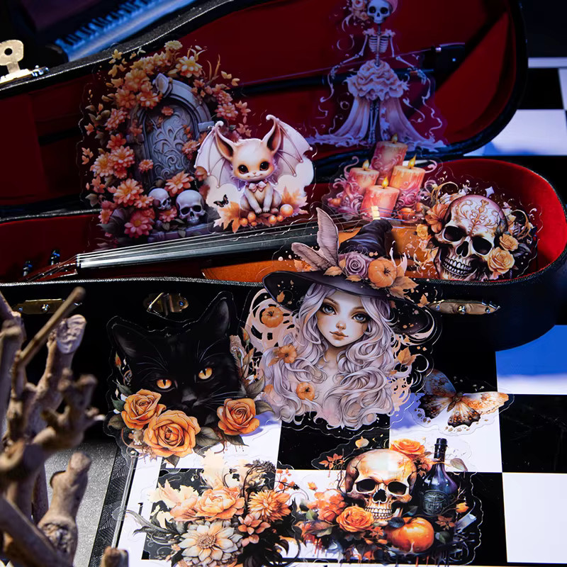 20 Stück Halloween Dark Series Scrapbooking Aufkleber Set in Multicolour für Journal und DIY Album Bastelbedarf - Bild 2
