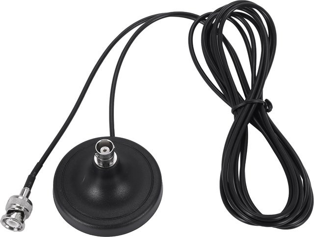 Drahtlose Mikrofon-Antennenbasis mit Magnet und 3 Meter RG174 Kabel, BNC Stecker, Schwarz - Bild 1
