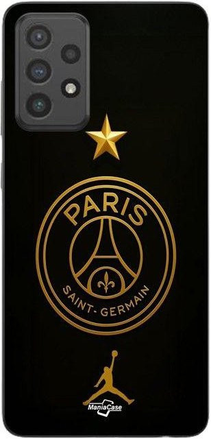 Samsung Galaxy A53 Hülle mit PSG Logo und goldenem Stern in Schwarz und Gold - Bild 1