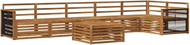 vidaXL Outdoor-Sofagarnitur aus Massivholz Akazie in Natur Braun, 7-teiliges Set im modernen Latten-Design - Bild 1