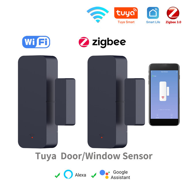 Tuya ZigBee Wifi Tür- und Fenstersensor in Schwarz für Smart Life, kompatibel mit Alexa und Google Home - Bild 1