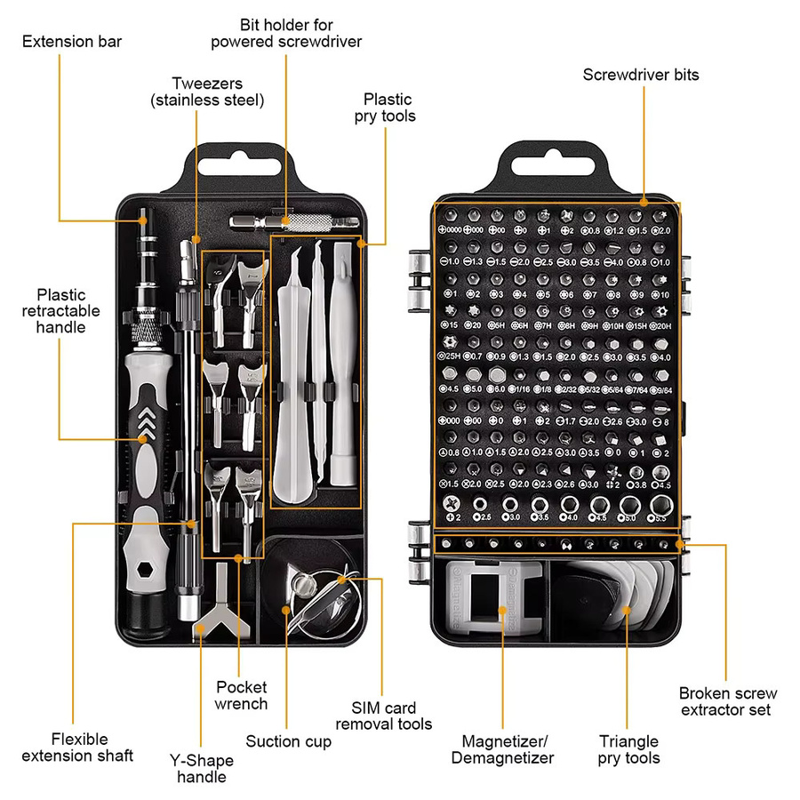 WOZOBUY Magnetisches Schraubendreher-Set mit 140 Bits für Torx und Phillips zur Reparatur von Telefon und PC - Bild 2