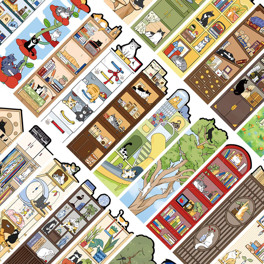 30 Stück Katzen-Lesezeichen aus Papier in Multicolour, Niedliche Cartoon-Buchmarkierungen als kreative Geschenke für Schüler - Bild 2