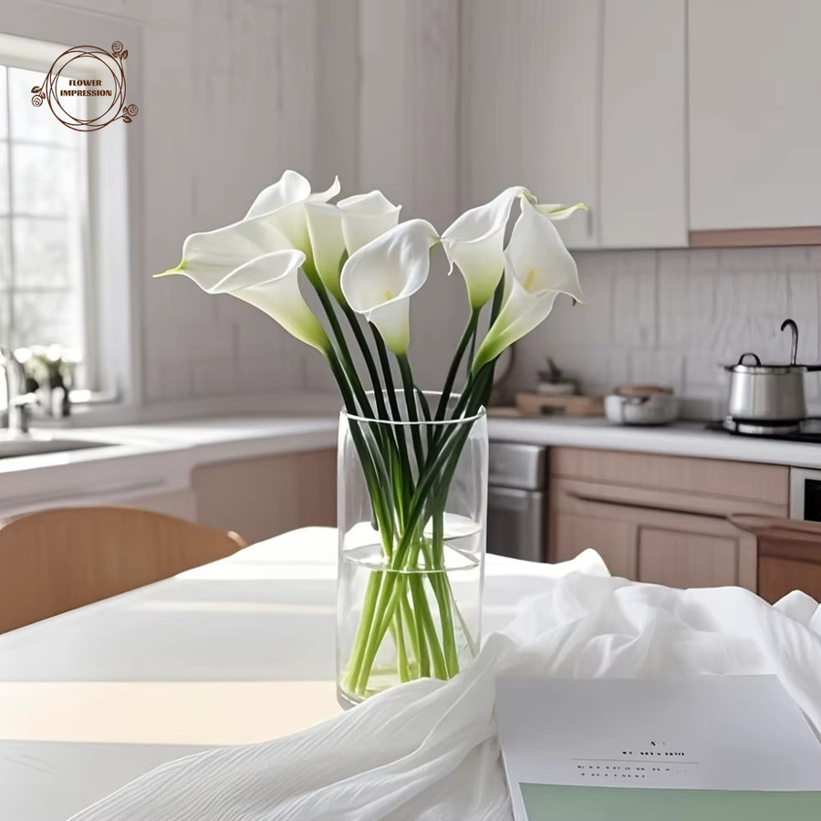 13 Stück künstliche Calla-Lilien von YN HI FLOWER in Weiß mit PU-Touch für Tischdekorationen und Hochzeiten - Bild 2