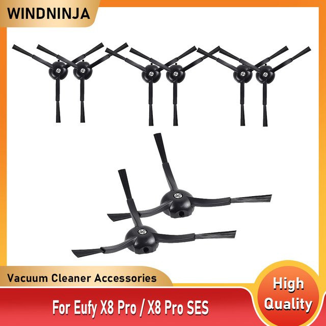 WINDNINJA Ersatz-Seitenbürsten für Eufy X8 Pro und X8 Pro SES Selbstentleerende Station Roboterstaubsauger in Schwarz - Bild 1