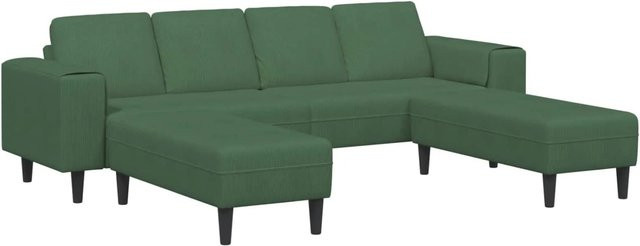 vidaXL Sofa in Dunkelgrün mit Kissen aus Cordstoff, B/T/H: 250 x 188 x 76 cm - Bild 1