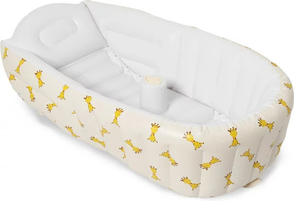 Faltbare aufblasbare Baby-Badewanne aus Kunststoff mit eingebauter Luftpumpe, rutschfest, Gelb-Weiß, B/T/H: 90,0 x 55,0 x 28,0 cm