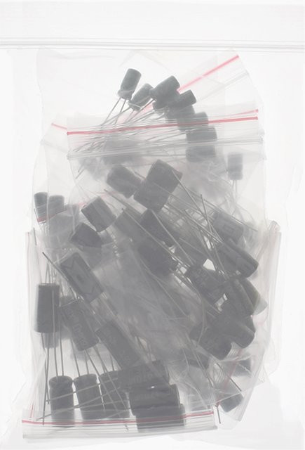 AITEXM ROBOT Aluminium-Elektrolytkondensator-Sortiment-Set in Schwarz mit 120 Stück und 12 Werten von 0,22 UF bis 470 UF bei 50 V - Bild 1