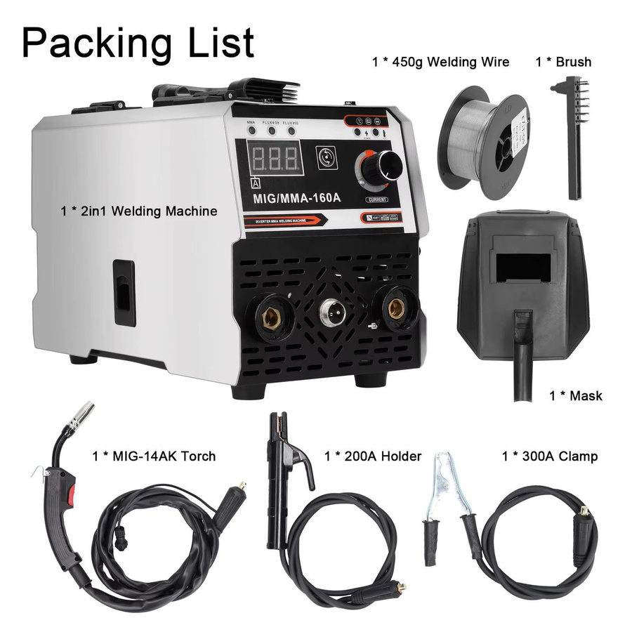 TKKEACE 2-in-1 MIG MMA 160A Schweißgerät DC Inverter IGBT mit automatischer Drahtzuführung für gasfreies Schweißen oder mit Schutzgas - Bild 7