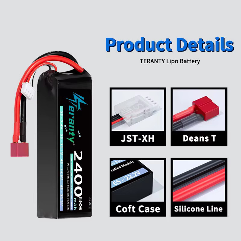 TERANTY Lipo-Akku 3S 2400mAh 11,1V 50C/100C Softcase mit T XT60 Stecker - Bild 3