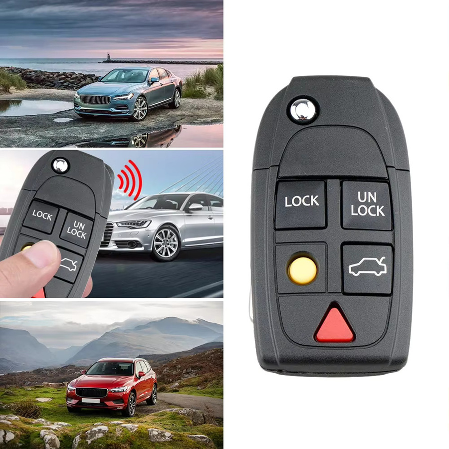 VAKIND Schlüsselhülle für Volvo S60 S80 V70 XC70 XC90, 5 Tasten Flip Folding Key Fob Case Protector, Schwarz - Bild 3
