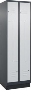 C+P Z-Spind Classic PLUS mit 4 Fächern, Sockel, Zylinderschloss, Farbe: Anthrazitgrau/Lichtgrau/Schwarzgrau, H x B x T: 195 x 60 x 50 cm - Bild 1