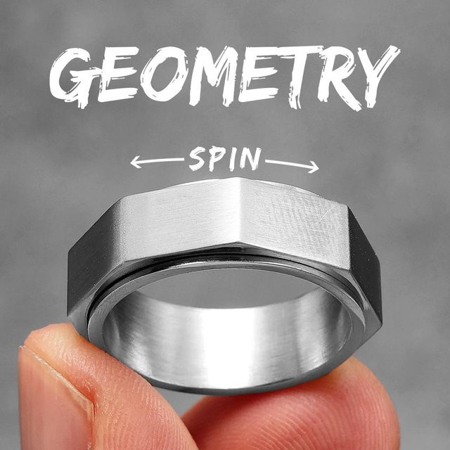 YIRAN Jewelry Ring, Edelstahl, Geometrische Schnitte, Damen und Herren - Bild 1