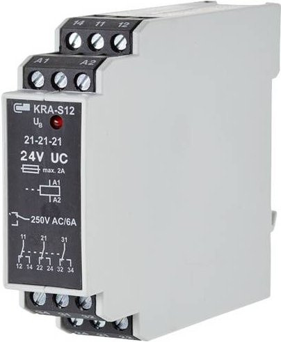 Metz Connect Koppelbaustein 24V AC/DC mit 3 Wechsler KRA-S12/21-21-21 in Weiß - Bild 1