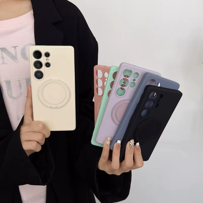 Samsung Flüssigsilikon-Hülle mit 360 Grad drehbarer Magnet-Auto-Halterung in Schwarz für Galaxy S26 Ultra S25 S24 S26 FE A57 A37 A27 A17 A16 A06 - Bild 2