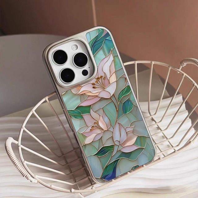 DecoPhone Schutzhülle Jade-Lotusblume für iPhone 11 bis 17 Pro Max in Grün und Multicolour, mattiert und sturzsicher - Bild 1