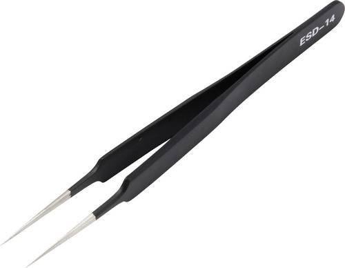 TRU COMPONENTS TC-15010064 ESD Pinzette mit Spitzform aus Edelstahl in Schwarz, Länge: 110 mm - Bild 1