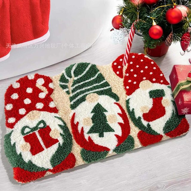 VIKAMA Plüschteppich mit Weihnachtsmotiv, rutschfeste und wasserabsorbierende Bodenmatte in Multicolour für Wohnzimmer und Eingangsbereich - Bild 1