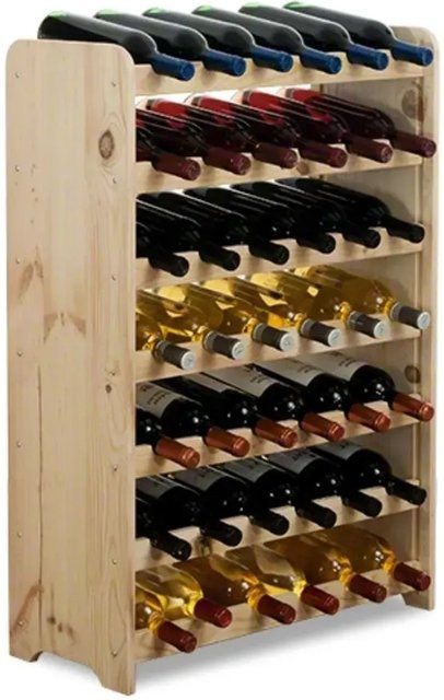 PROREGAL Pinotwine Weinregal aus massivem Kiefernholz, Natur Unbehandelt, braun, H x B x T: 87,2 x 63,2 x 26,5 cm, Platz für 42 Flaschen - Bild 1