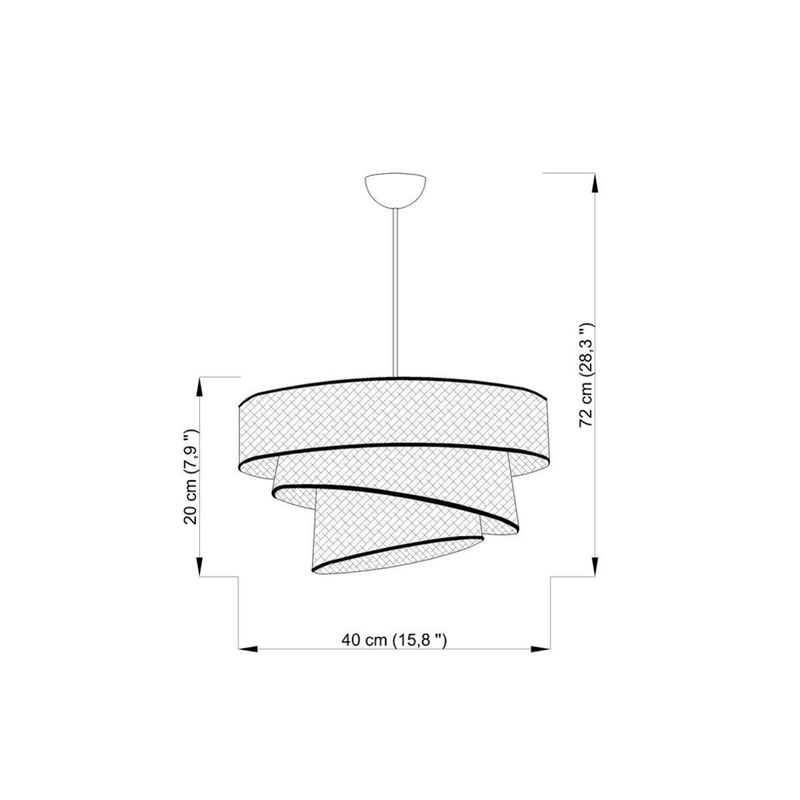 Opviq Pendelleuchte Couper in Grau und Schwarz aus Baumwolle und Metall mit E27 Fassung, B/H/T: 40 x 72 x 40 cm - Bild 2