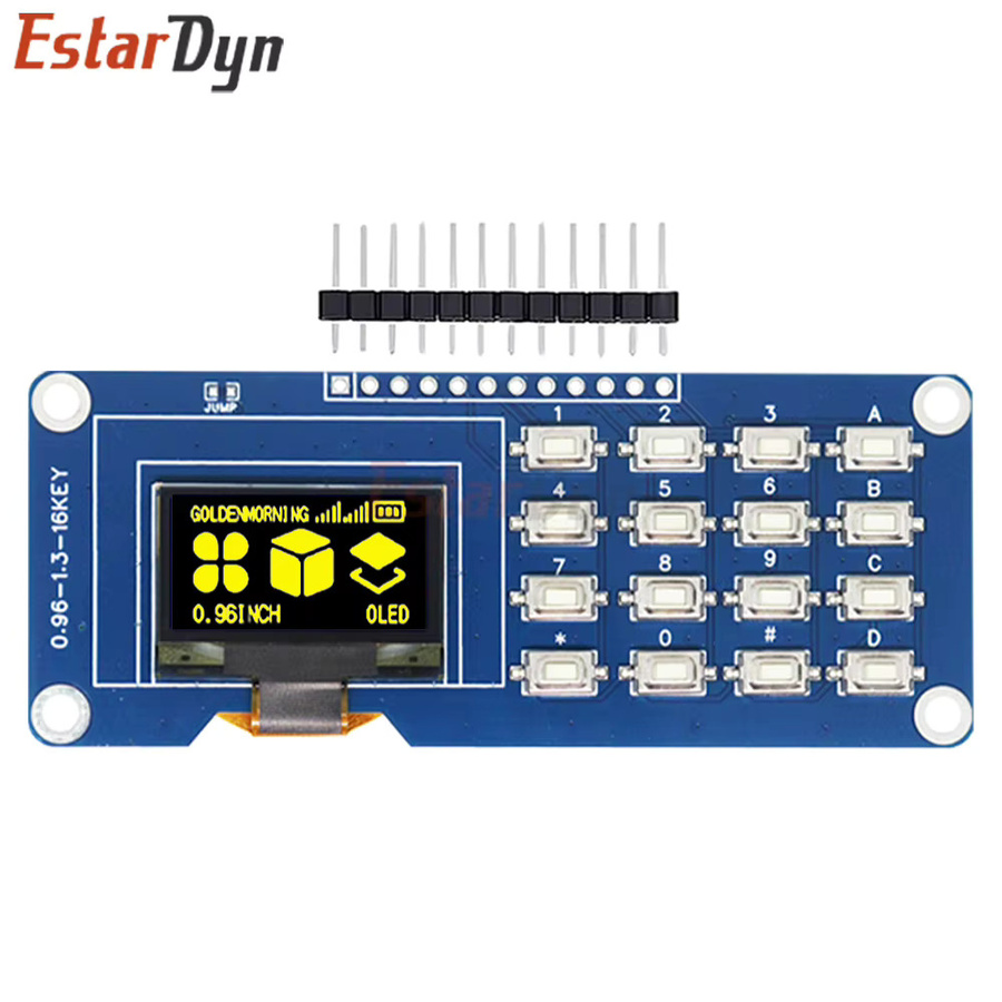 Estardyn 0,96 Zoll SSD1315 OLED-Anzeigemodul mit 128x64 Auflösung, 4x4 Tastatur und I2C/SPI Schnittstelle in Blau für dein Raspberry Pi DIY-Projekt - Bild 3