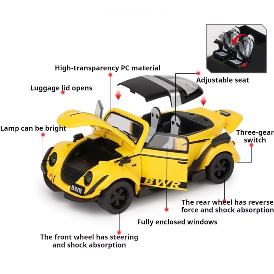 RMZ city Käfer Auto Miniaturmodell, 1:32, mit Licht und Sound, Rückziehfunktion - Bild 2
