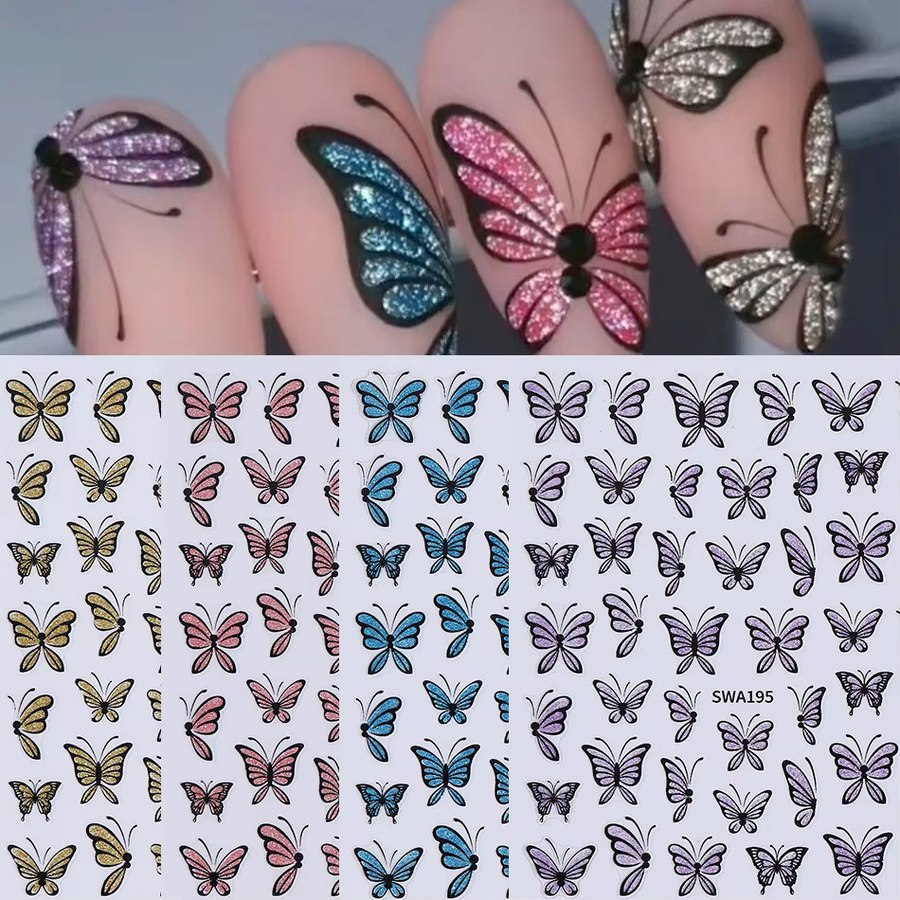 SWEET TREND Nagelsticker, Schmetterling, Glitzer, 4 Stück, Unisex - Bild 2