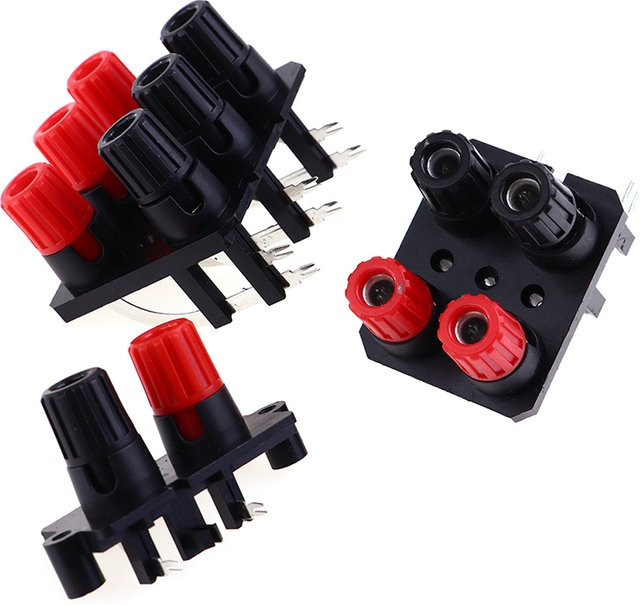 Biegestift Audio-Buchse für Lautsprecher und Verstärker mit 2, 4 oder 6 Positionen, 4 mm Bananenstecker Terminal Block mit Schraubanschluss - Bild 1