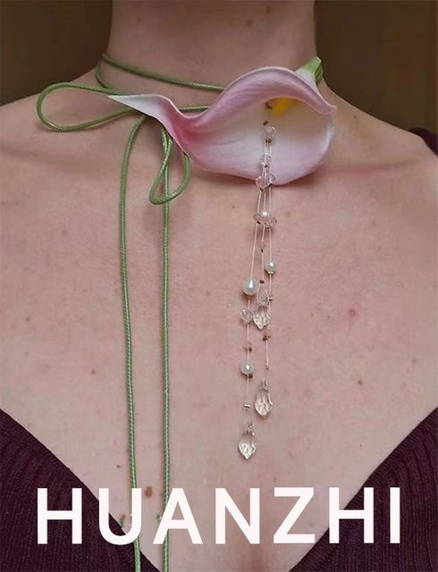 HUANZHI Halskette, Bunte Calla-Lilien, Perlen, Vintage, Damen - Bild 1