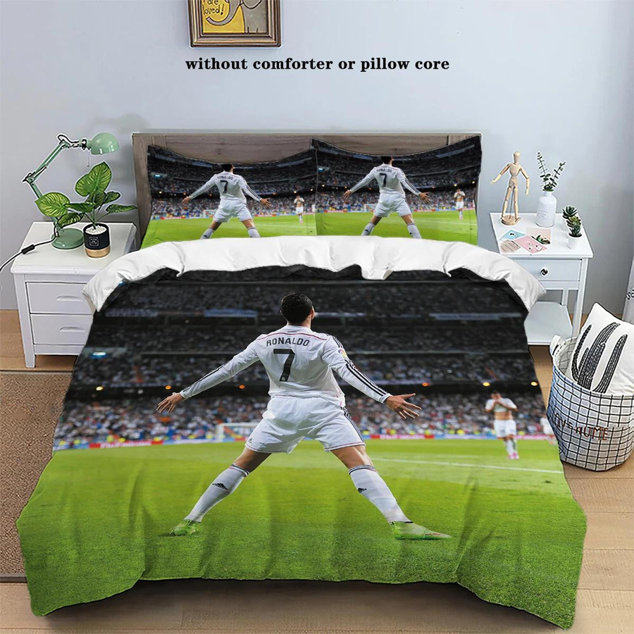3-teiliges Bettwäscheset Love Football Star Muster mit 1 Bettbezug und 2 Kissenbezügen, EU Single, Breite: 135 cm, Länge: 200 cm - Bild 1