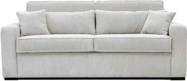 Vente-unique Schlafsofa Mondovi in Beige mit gestreiftem Stoff und Auszugschublade, Breite: 214 cm - Bild 1