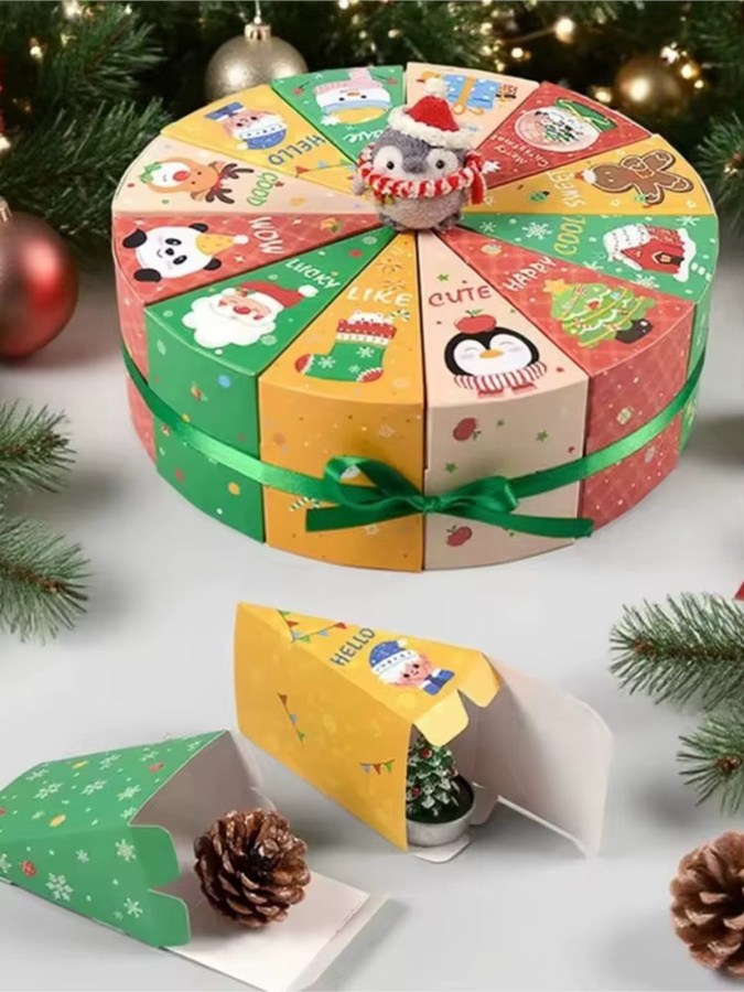 ZQNYCY Weihnachts Geschenkboxen aus Papier für Süßigkeiten und Kuchen, bunte DIY Adventskalender Boxen für die Weihnachtsfeier, 12 oder 24 Stück - Bild 3