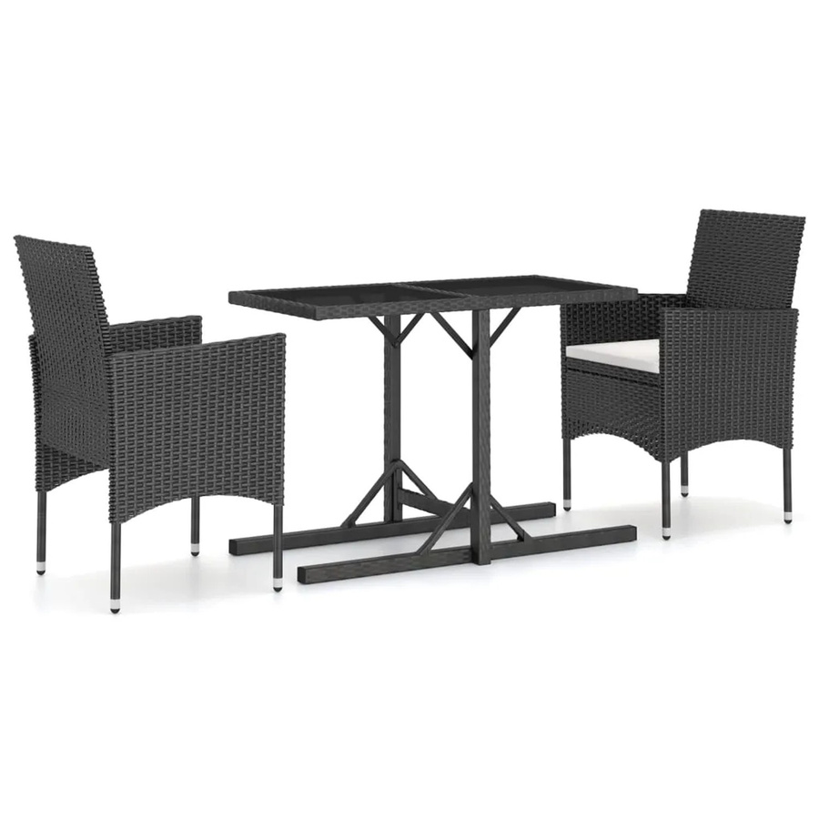 vidaXL 3-tlg Garten-Essgruppe Modell 50 in Schwarz und Weiß aus Stahl und Kunststoff - Bild 2